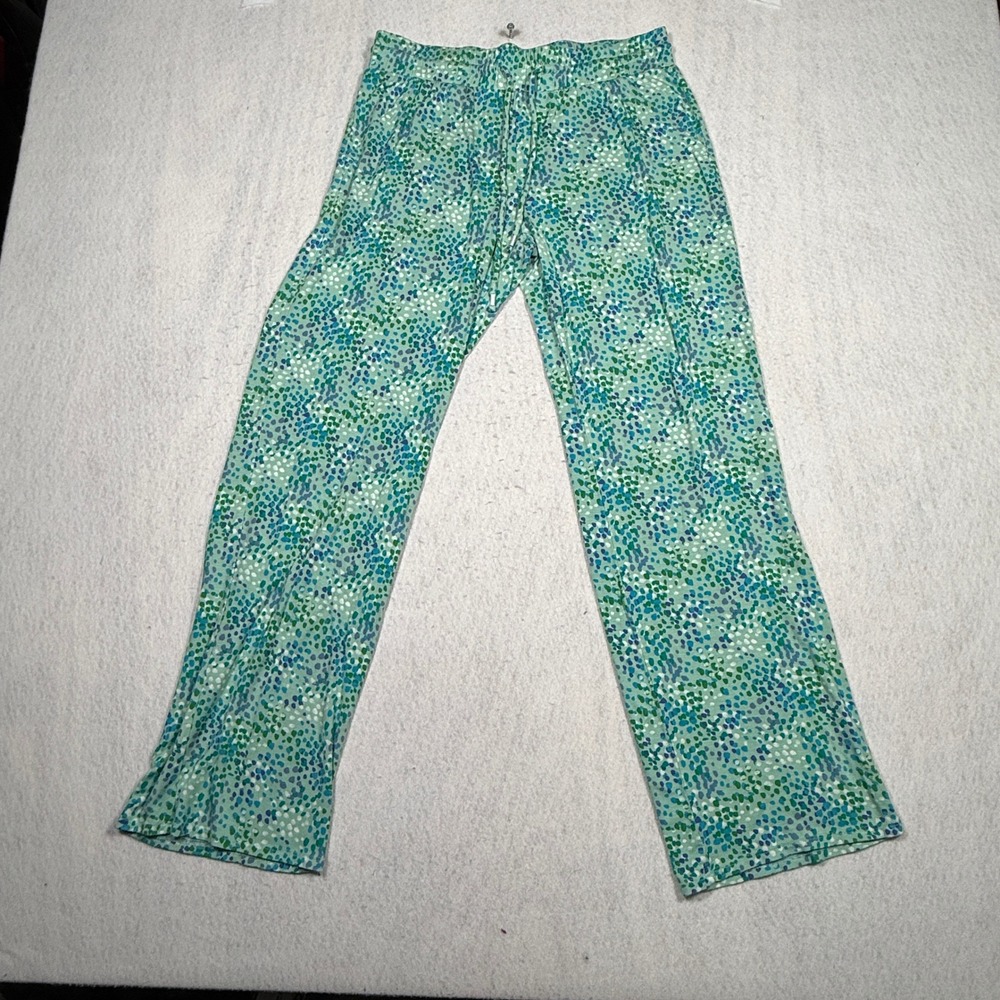 Stars Above Womens Pajama Pants Green Blue Dot Print Modal Sleepwear Size M